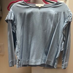 Two by Vince Camuto Soft Blue Ruffle Top